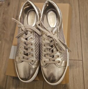 Metallic Gold Women's Lace-Up Sneakers